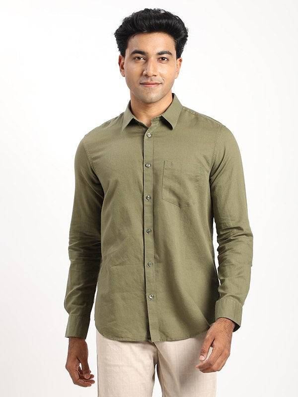 Men Solid Full Sleeve Cotton Blend Shirt