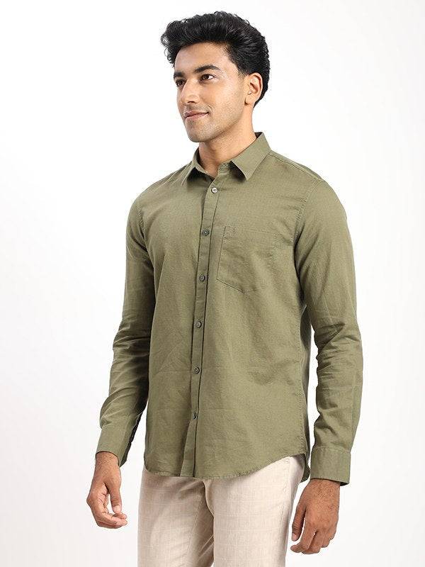Men Solid Full Sleeve Cotton Blend Shirt