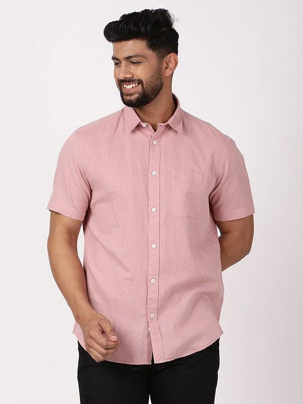 Men Solid Half Sleeve Cotton Blend Shirt