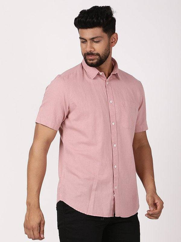 Men Solid Half Sleeve Cotton Blend Shirt