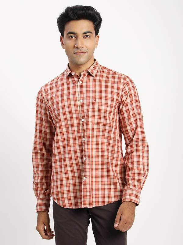 Men Checked Full Sleeve Cotton Blend Shirt