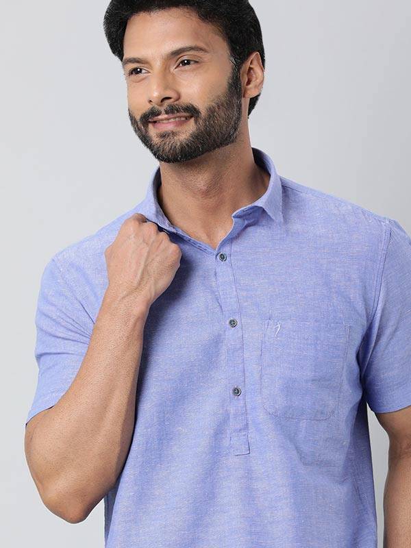 Men Solid Half Sleeve Cotton Shirt