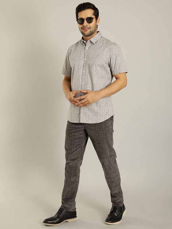 Men Printed Half Sleeve Cotton Shirt