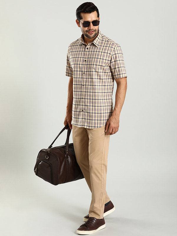 Men Checked Half Sleeve Cotton Shirt