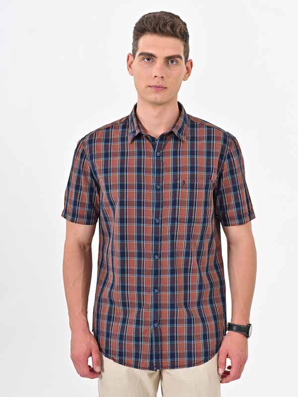 Men Checked Half Sleeve Cotton Shirt