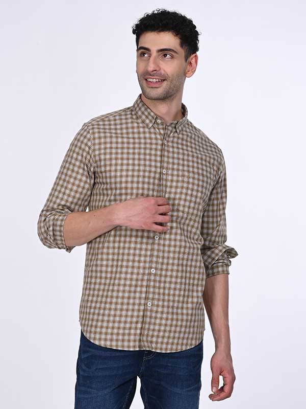 Men Checked Full Sleeve Cotton Stretch Shirt