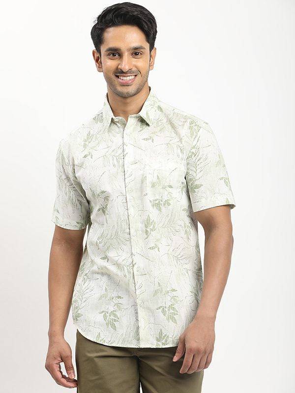 Men Printed Half Sleeve Cotton Shirt