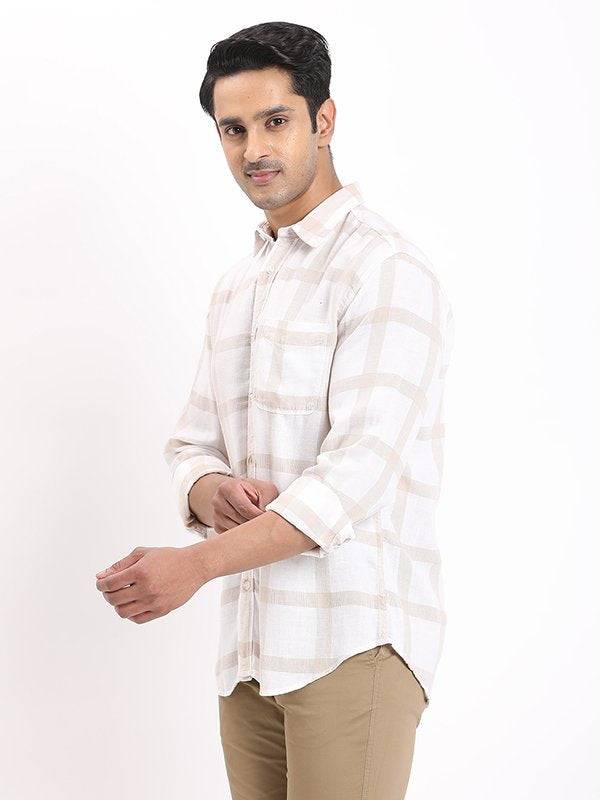 Men Checked Full Sleeve Linen Blend Shirt