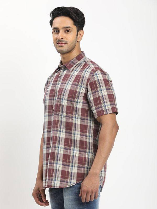 Fairtrade Men Checked Half Sleeve Cotton Shirt