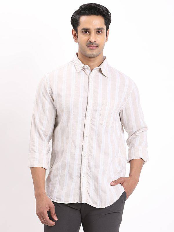 Men Striped Full Sleeve Linen Blend Shirt