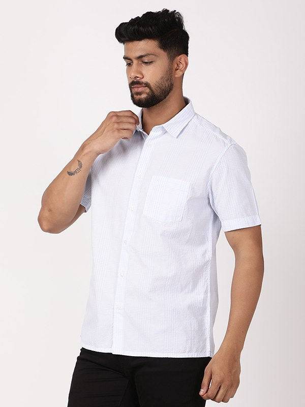 Men Checked Half Sleeve Cotton Shirt