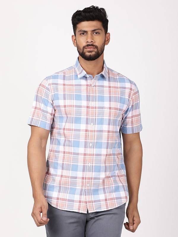 Men Checked Half Sleeve Cotton Shirt