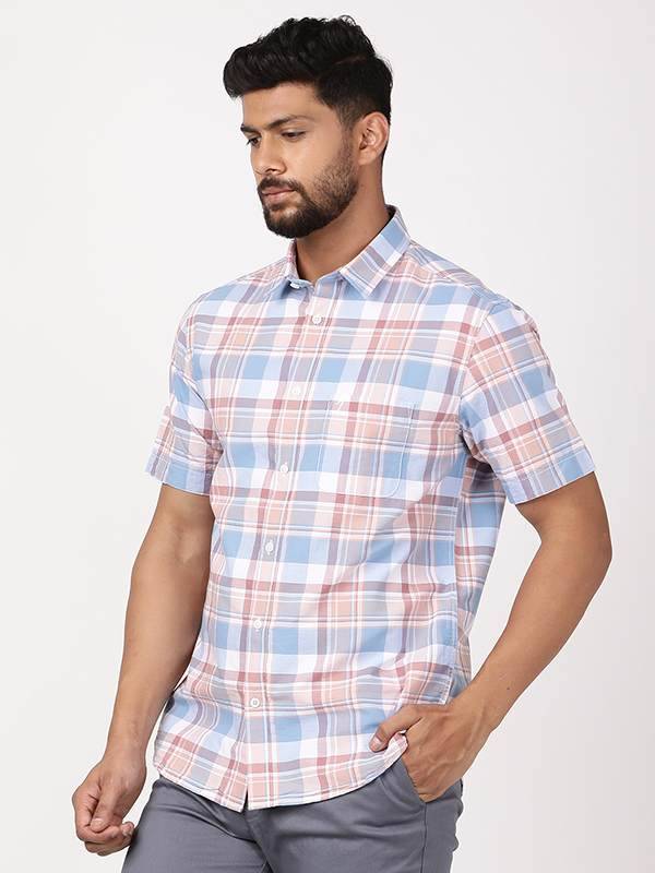 Men Checked Half Sleeve Cotton Shirt