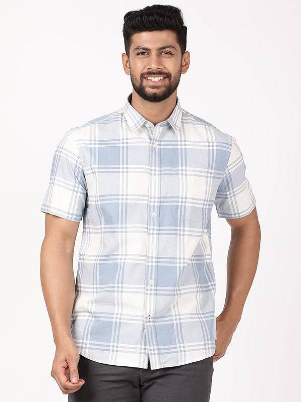 Men Checked Half Sleeve Cotton Shirt