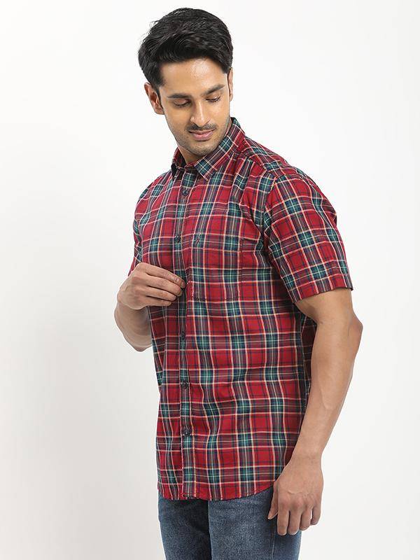 Men Checked Half Sleeve Cotton Shirt