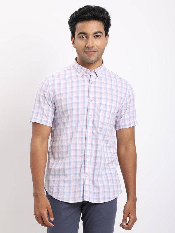 Men Checked Half Sleeve Cotton Shirt