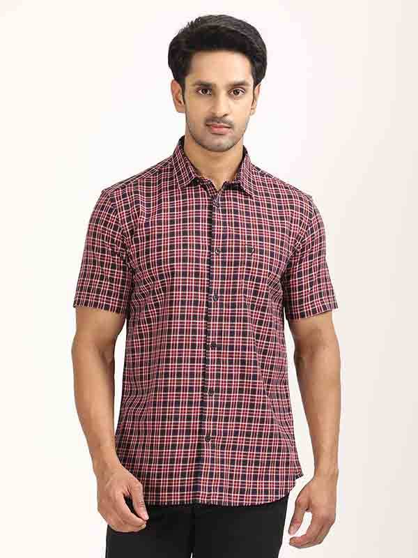 Men Checked Half Sleeve Cotton Shirt