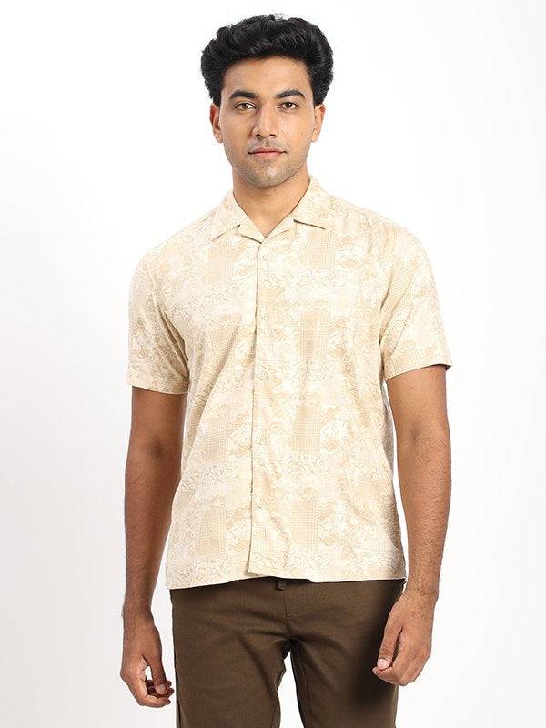 Men Printed Half Sleeve Cotton Shirt