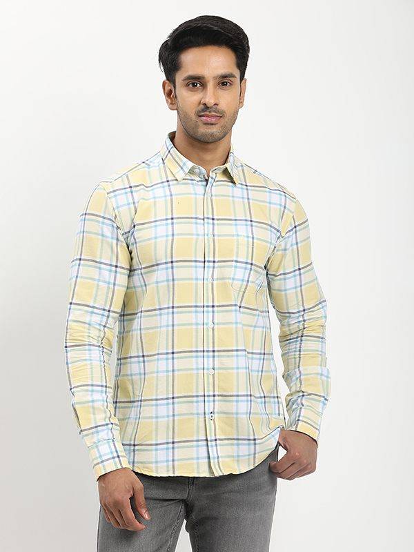 Fairtrade Men Checked Full Sleeve Cotton Blend Shirt