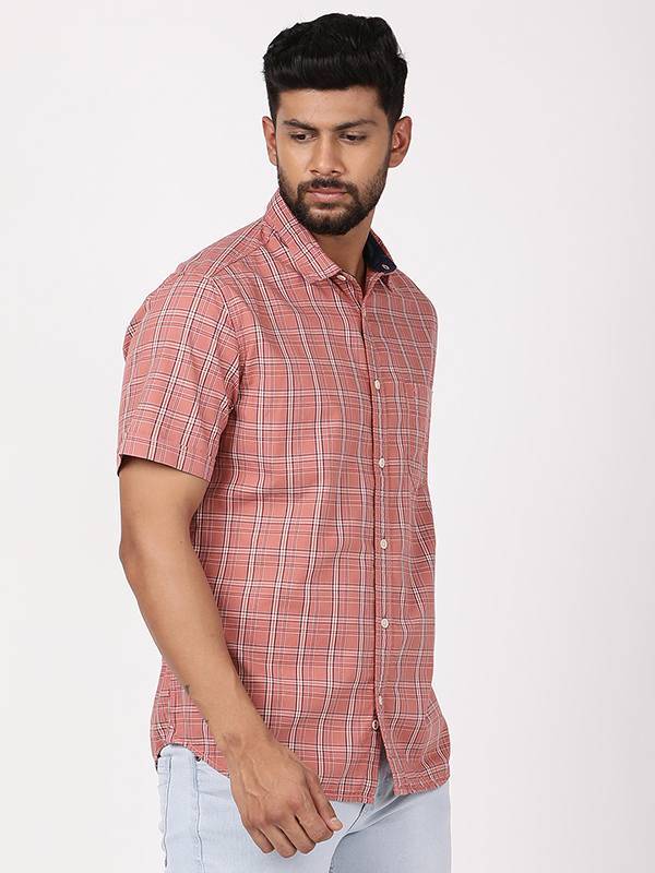 Men Checked Half Sleeve Cotton Shirt