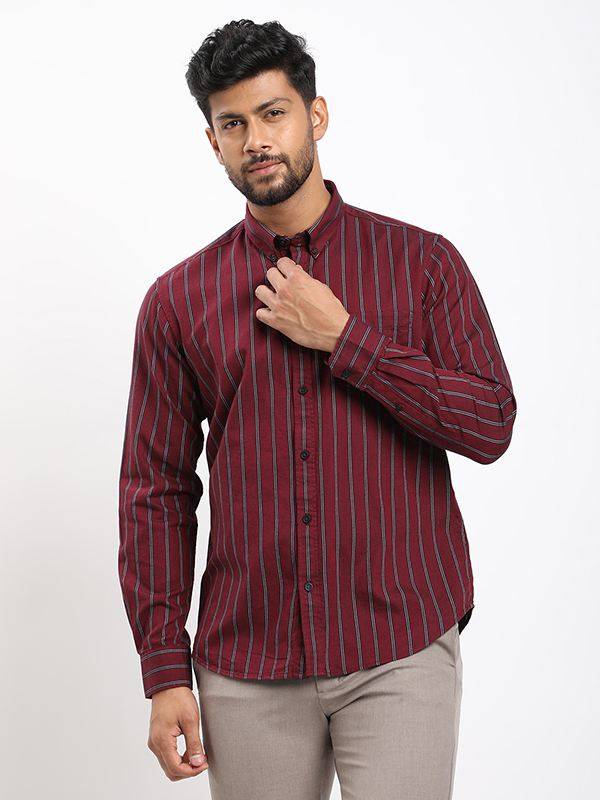 Fairtrade Men Striped Full Sleeve Cotton Shirt