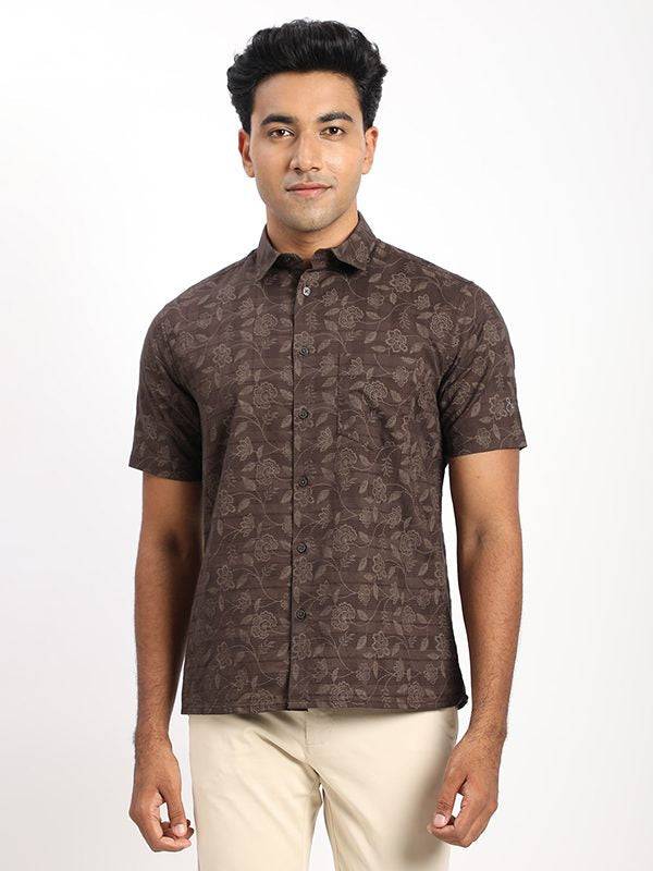 Men Printed Half Sleeve Cotton Shirt