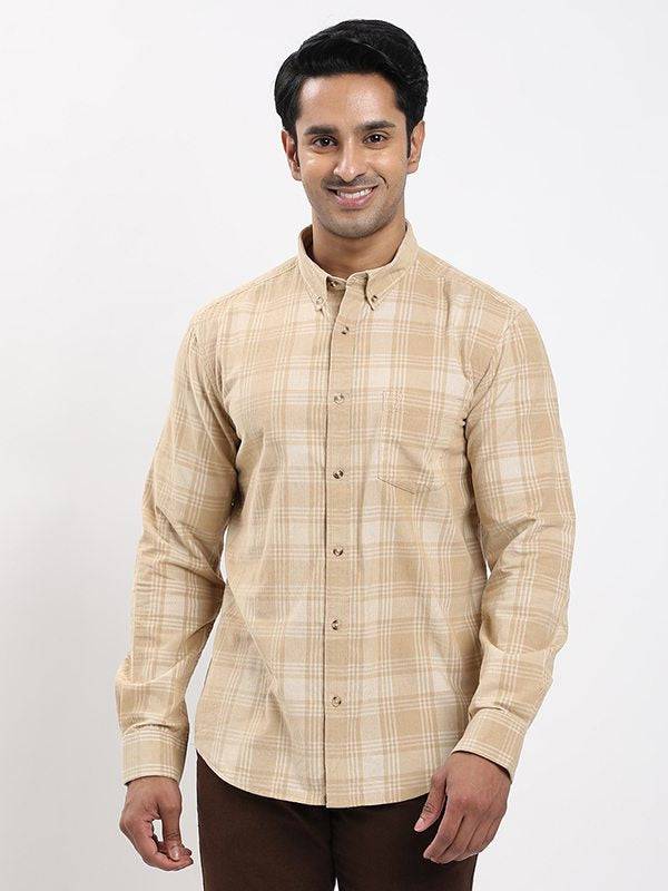 Men Checked Full Sleeve Cotton Corduroy Shirt