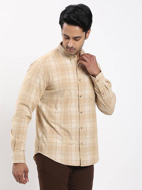 Men Checked Full Sleeve Cotton Corduroy Shirt
