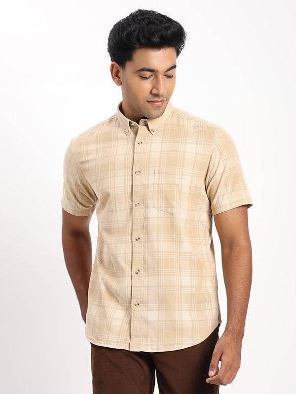 Men Checked Half Sleeve Cotton Shirt