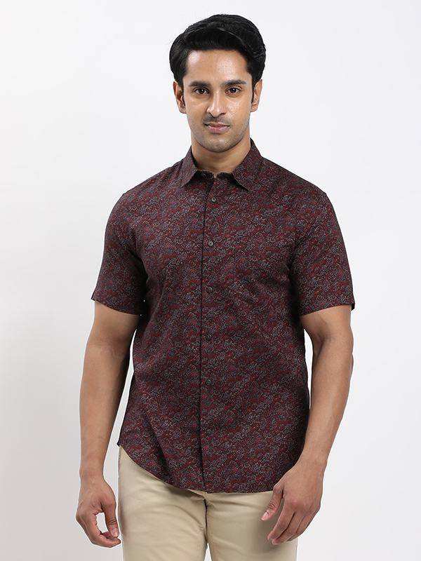 Men Printed Half Sleeve Cotton Shirt