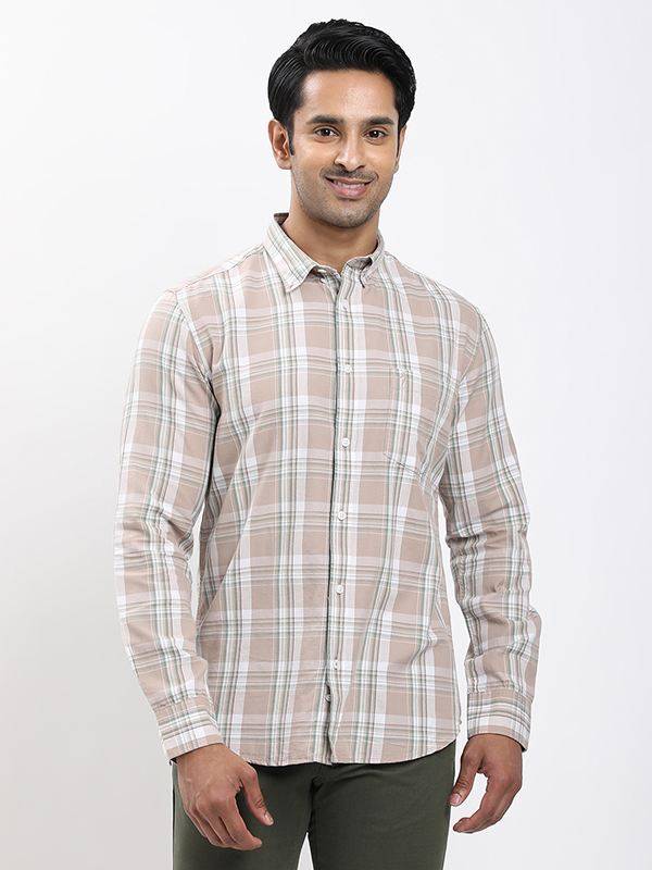 Fairtrade Men Checked Full Sleeve Cotton Blend Shirt