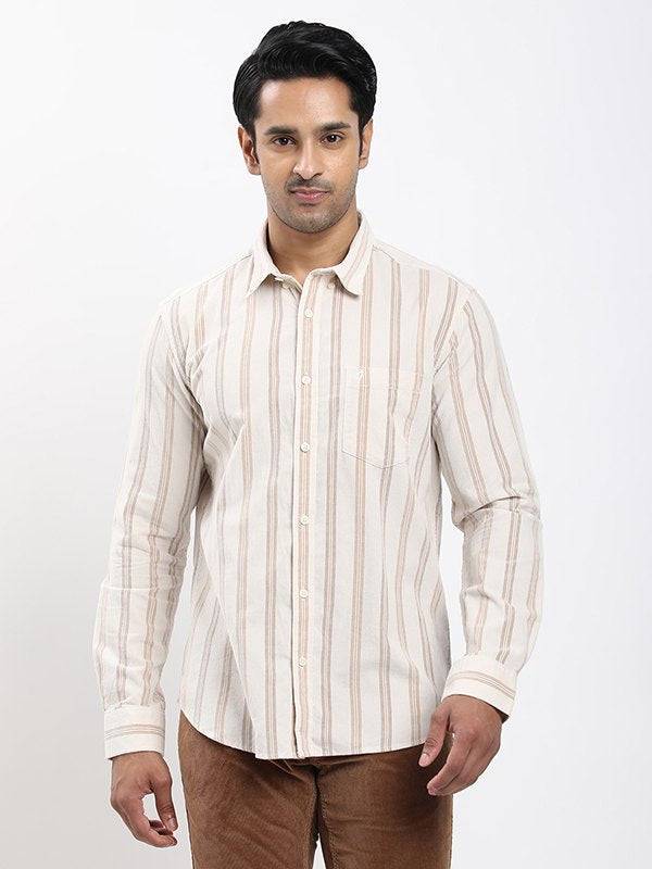 Men Striped Full Sleeve Cotton Corduroy Shirt
