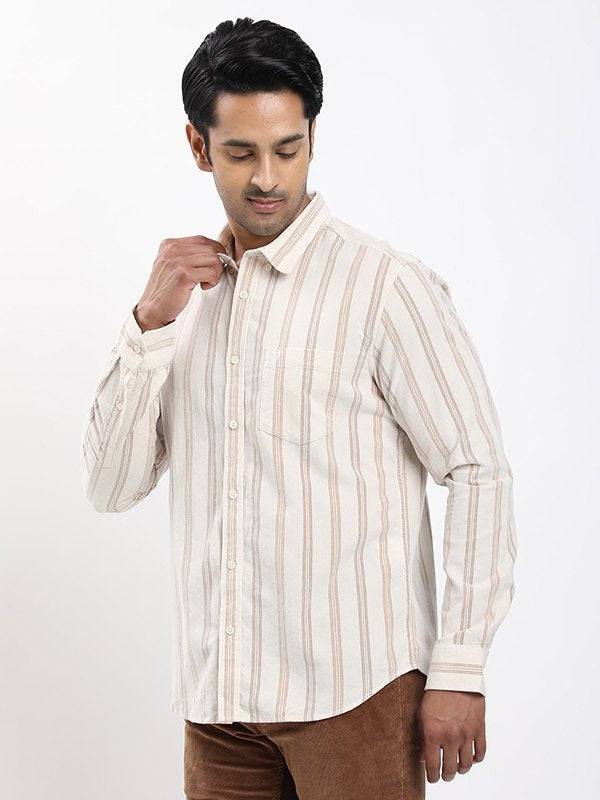 Men Striped Full Sleeve Cotton Corduroy Shirt