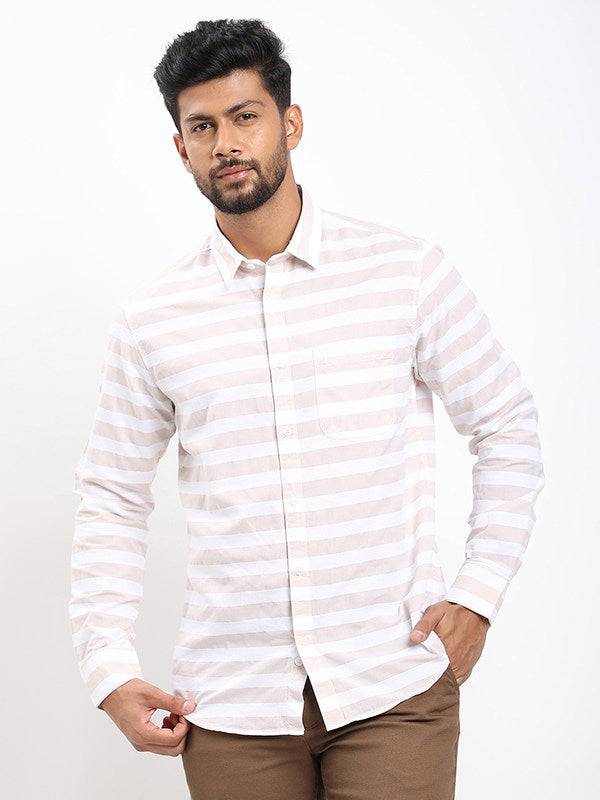 Men Striped Full Sleeve Cotton Blend Shirt