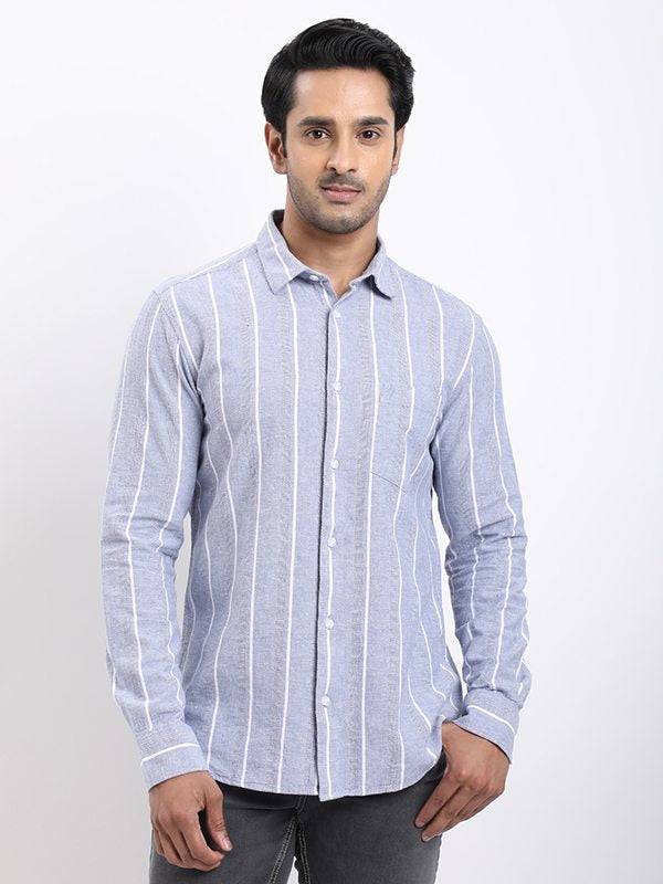 Men Striped Full Sleeve Cotton Blend Shirt