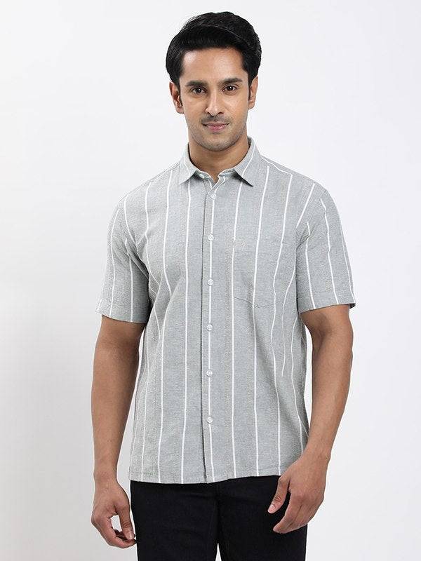 Fairtrade Men Striped Half Sleeve Cotton Blend Shirt