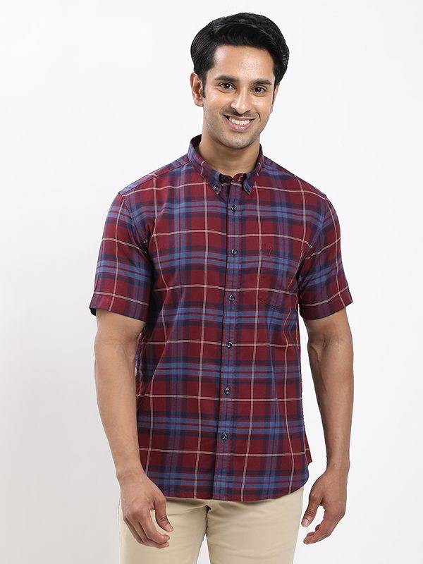 Men Checked Half Sleeve Cotton Shirt