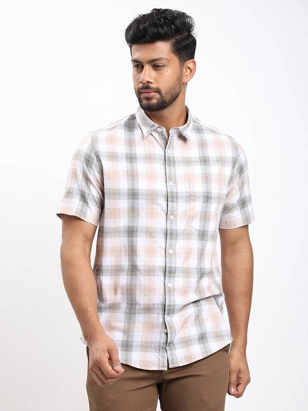 Men Checked Half Sleeve Cotton Shirt