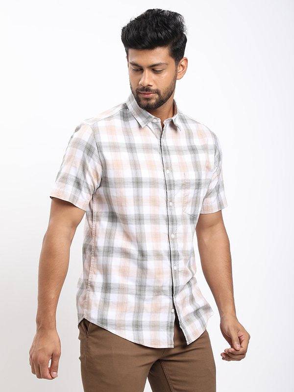 Men Checked Half Sleeve Cotton Shirt