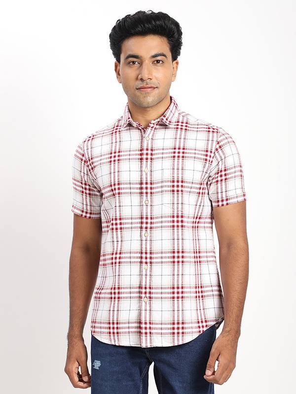 Men Checked Half Sleeve Cotton Shirt