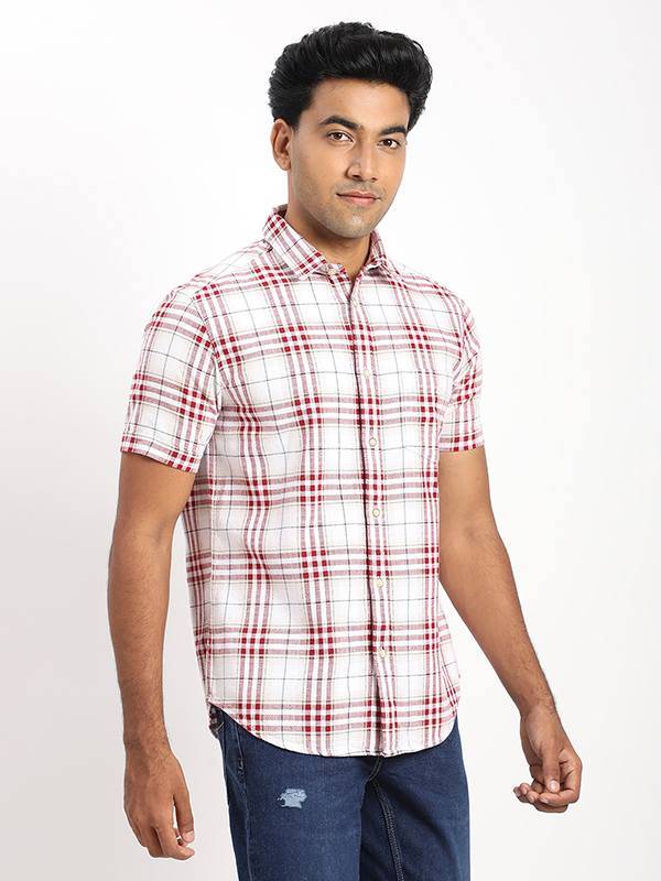 Men Checked Half Sleeve Cotton Shirt