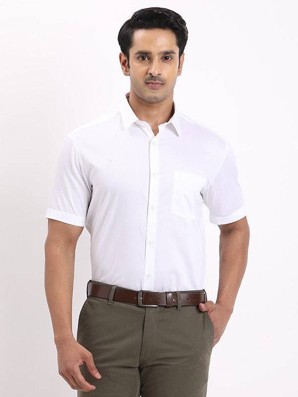 Men Solid Half Sleeve Tencel Shirt