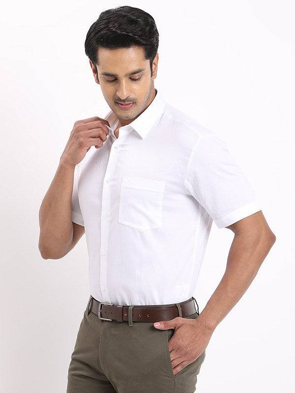 Men Solid Half Sleeve Tencel Shirt