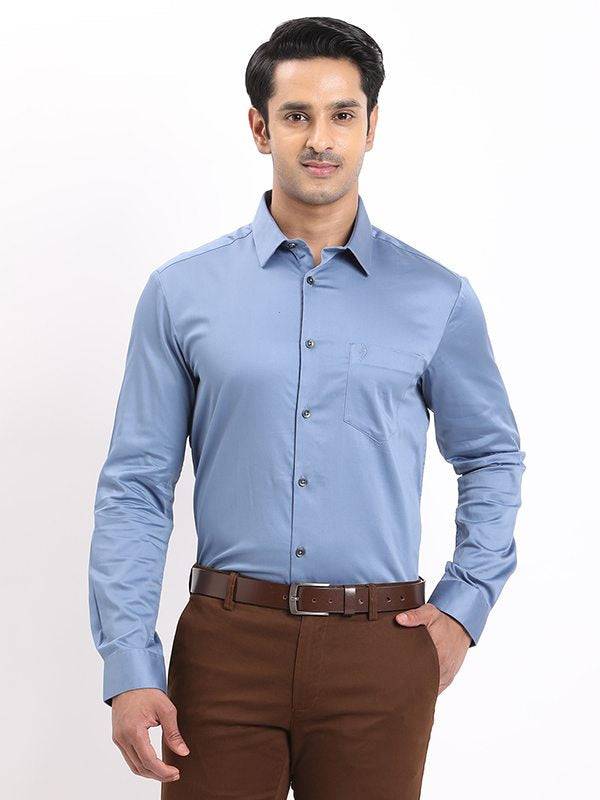 Men Solid Full Sleeve Cotton Stretch Shirt