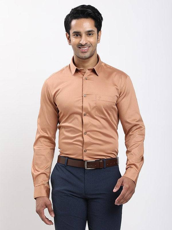 Men Solid Full Sleeve Cotton Stretch Shirt
