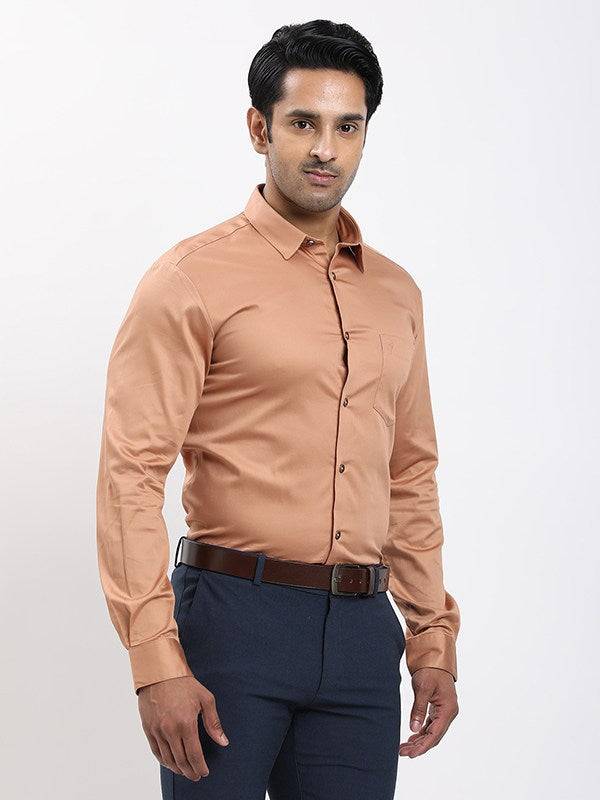 Men Solid Full Sleeve Cotton Stretch Shirt