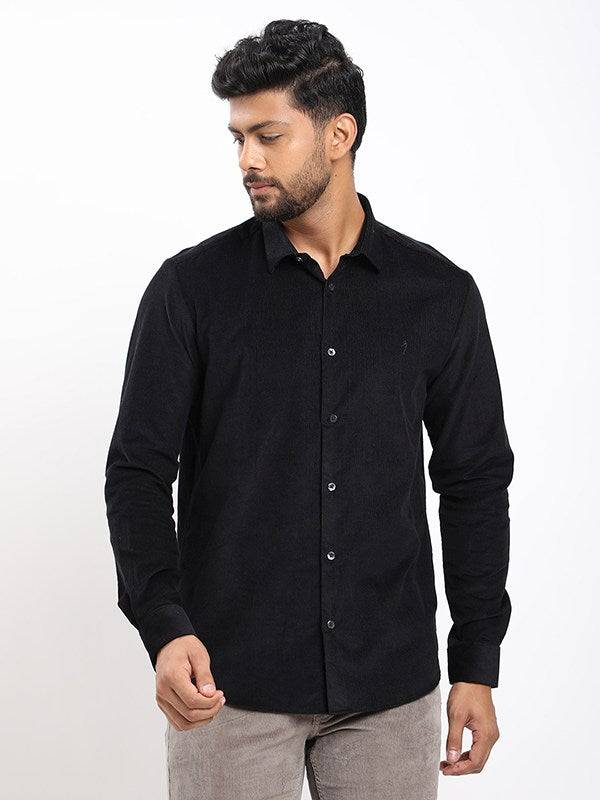 Men Solid Full Sleeve Polyester Blend Corduroy Shirt