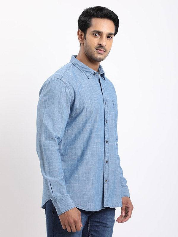 Men Solid Full Sleeve Cotton Shirt