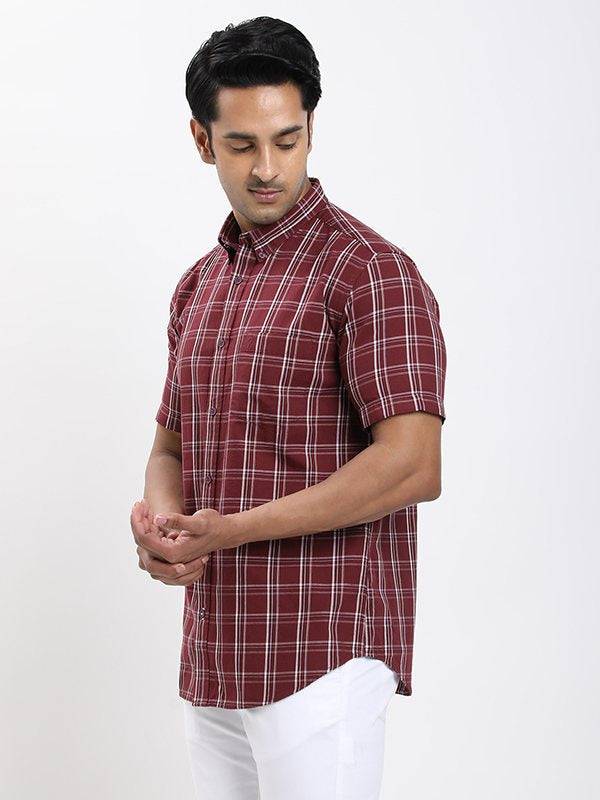 Fairtrade Men Checked Half Sleeve Cotton Shirt
