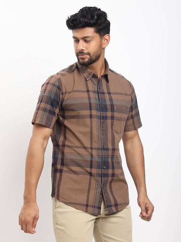 Men Checked Half Sleeve Cotton Shirt